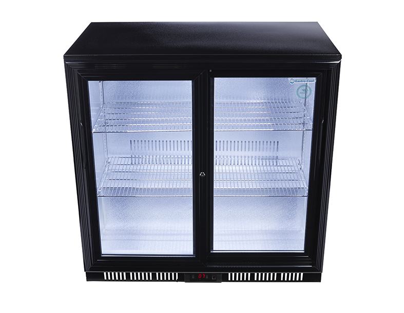 Gastro-Cool Back Bar Cooler - sliding door - Black - GCUC200 front view empty