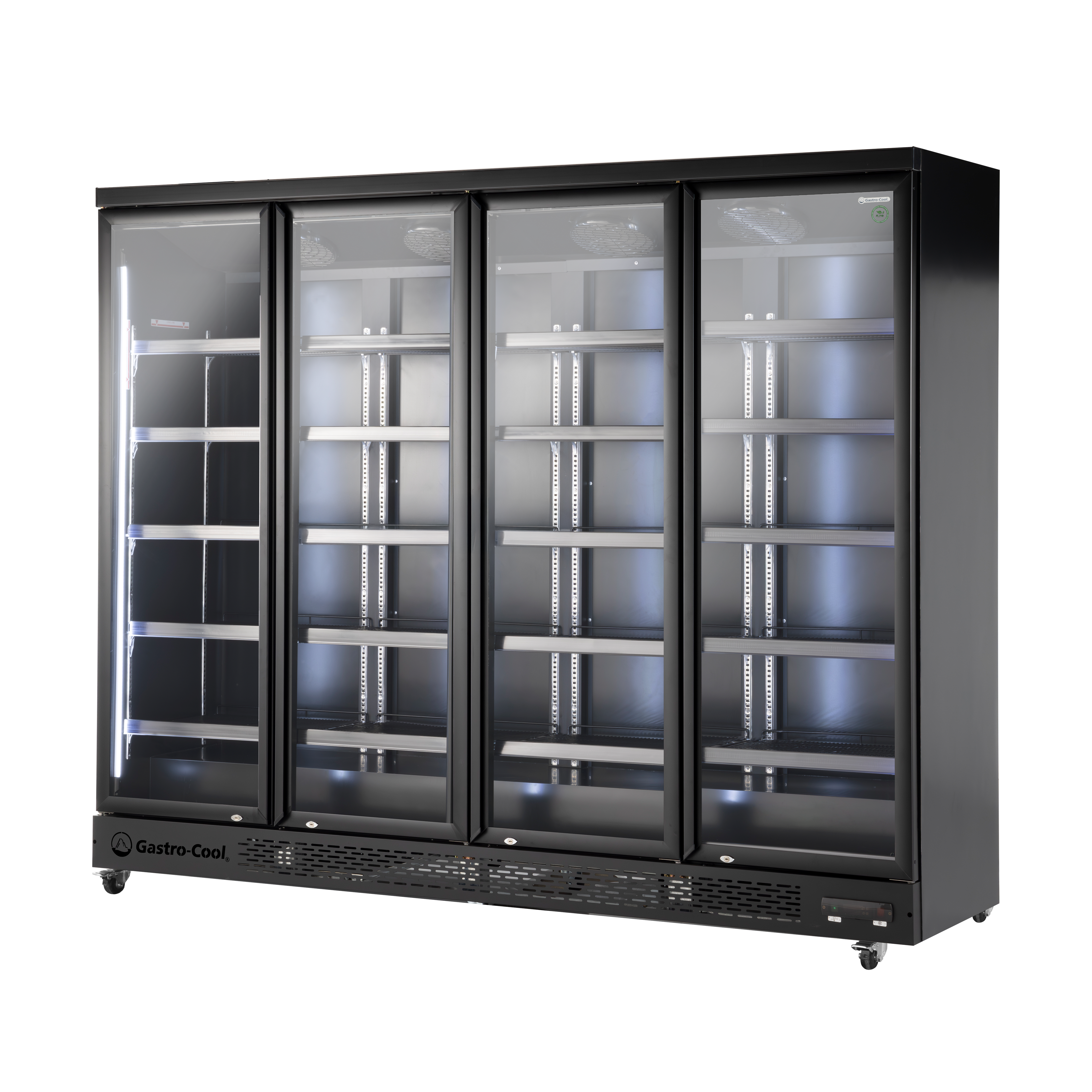 XXL Refrigerator – 4 Doors – For Supermarkets or Gas Stations – With Wheels – LED – Black – GD2200