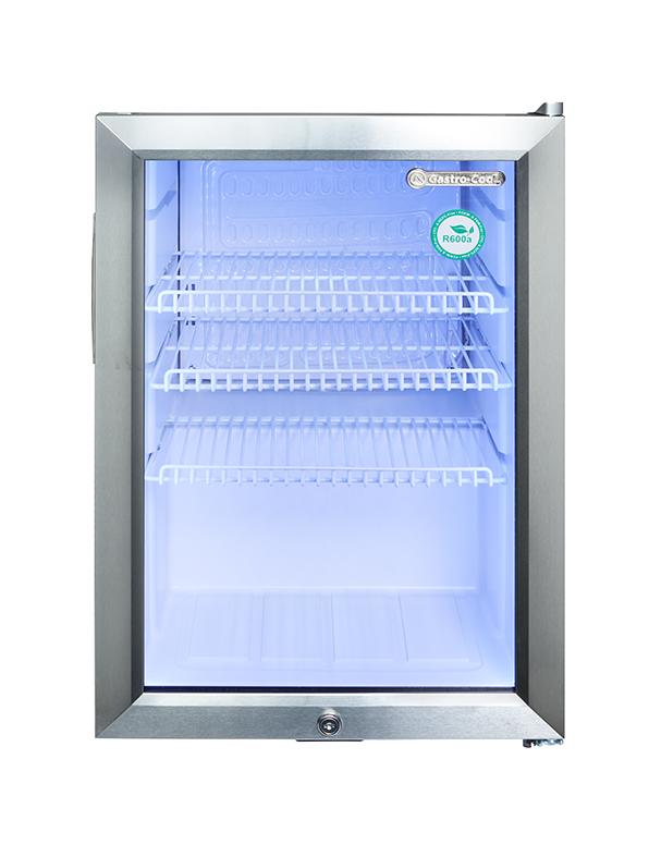 Gastro-Cool - stainless steel - mini fridge - glass door - LED interior lighting - GCKW65 - front look